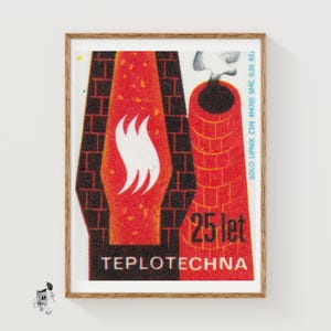 Factory Chimney - Matchbox Print - Aesthetic Wall Art - Vintage Eastern Europe Art - Matchbox Wall Poster - Vintage Poster Print