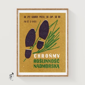 Protect Coastal Vegetation - Matchbox Print - Aesthetic Wall Art - Vintage Eastern Europe Art - Matchbox Wall Poster - Vintage Poster Print