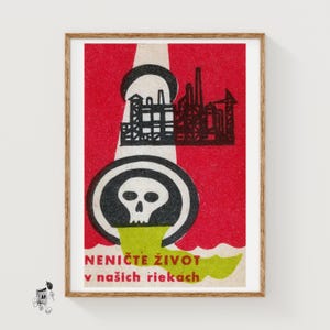 Don&#39;t Destroy Life in Our Rivers - Matchbox Print - Czech Wall Art - Vintage Czech Art - Matchbox Wall Poster - Vintage Poster Print