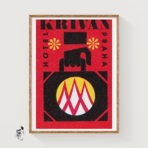 Krivan Hotel Prag - Streichholzschachtel Druck - Ästhetische Wandkunst - Vintage Kunst - Streichholzschachtel Wandposter - Vintage Poster Druck