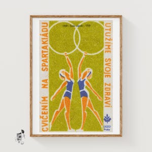 Exercise for Health! - Matchbox Print - Czech Wall Art - Vintage Czech Art - Matchbox Wall Poster - Vintage Poster Print