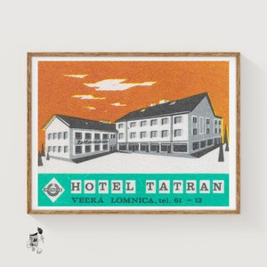 Hotel Tatran - Matchbox Print - Aesthetic Wall Art - Vintage Art - Matchbox Wall Poster - Vintage Poster Print