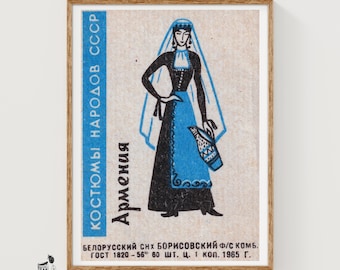Armenian Woman - Matchbox Print - Aesthetic Wall Art - Vintage Eastern Europe Art - Matchbox Wall Poster - Vintage Poster Print