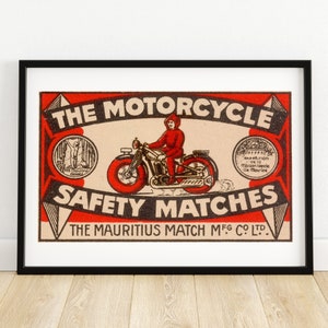 The Motorcycle - Matchbox Print A4 Size - Japan Wall Art - Vintage Japan Art - Matchbox Wall Poster - Vintage Poster Print