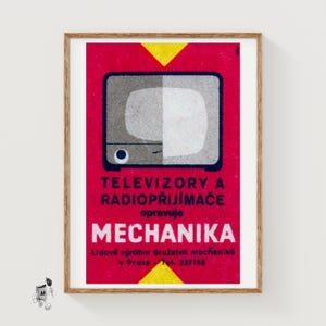 Television and Radio - Matchbox Print - Czech Wall Art - Vintage Czech Art - Matchbox Wall Poster - Vintage Poster Print