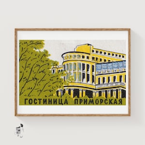 Hotel Primorskaya - Matchbox Print - Aesthetic Wall Art - Vintage Art - Matchbox Wall Poster - Vintage Poster Print