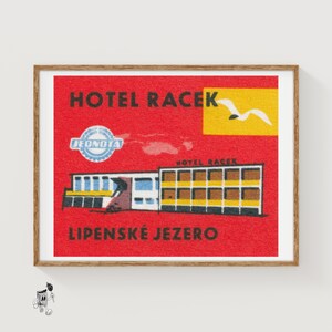 Hotel Racek - Matchbox Print - Aesthetic Wall Art - Vintage Art - Matchbox Wall Poster - Vintage Poster Print