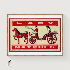 Horse and Carriage - Matchbox Print - Aesthetic Wall Art - Vintage Dutch Art - Matchbox Wall Poster - Vintage Poster Print