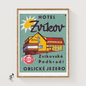 Hotel Zvikov - Matchbox Print - Aesthetic Wall Art - Vintage Art - Matchbox Wall Poster - Vintage Poster Print