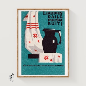 Folklore Decoration - Matchbox Print - Aesthetic Wall Art - Vintage Eastern Europe Art - Matchbox Wall Poster - Vintage Poster Print