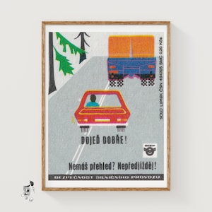 Drive Safely - Matchbox Print - Aesthetic Wall Art - Vintage Art - Matchbox Wall Poster - Vintage Poster Print