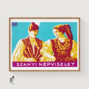 Szanyi Folk Costume - Matchbox Print - Aesthetic Wall Art - Vintage Eastern Europe Art - Matchbox Wall Poster - Vintage Poster Print
