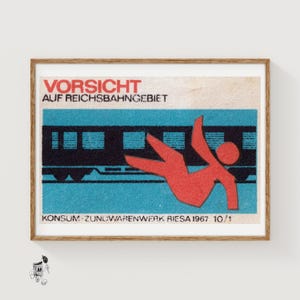 Falling By Train - Matchbox Print - Aesthetic Wall Art - Vintage Eastern Europe Art - Matchbox Wall Poster - Vintage Poster Print