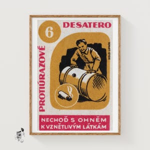 Beware Lit Cigarettes! - Matchbox Print - Aesthetic Wall Art - Vintage Art - Matchbox Wall Poster - Vintage Poster Print