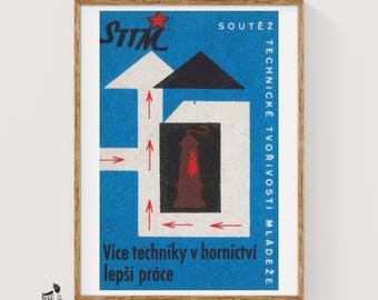 Verwarming het huis - luciferdoosje - esthetische muurkunst - vintage kunst - muurposter luciferdoosje - vintage posterafdruk