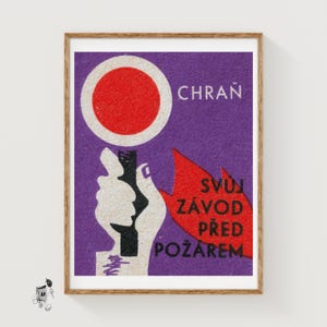 Stop Sign - Matchbox Print - Aesthetic Wall Art - Vintage Art - Matchbox Wall Poster - Vintage Poster Print