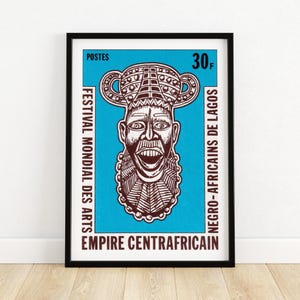 Traditionelle Afrikanische Maske - Vintage Lagos Kunst - Briefmarke Druck - Ästhetische Wandkunst - Briefmarke Wand Poster - Vintage Afrikanische Kunst