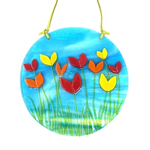 Fused Glass Tulips Suncatcher