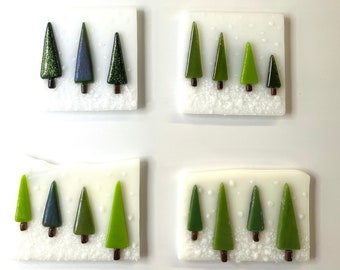 Fused Glass Christmas Tree Magnets