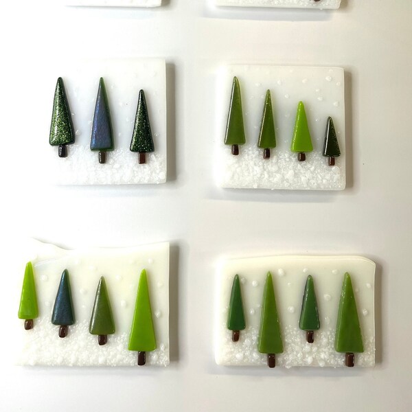 Fused Glass Christmas Tree Magnets