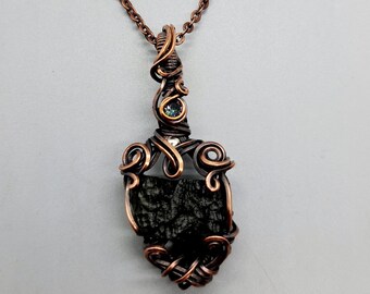 2.2 g moldavite wire wrapped crystal pendant