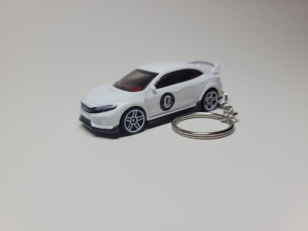 Hot Wheels 2018 White Honda Civic Type R CTR Custom Key Chain