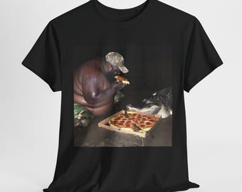 Man Slice Eating A Slice Of Pizza An Alligator At Swamp Shirt, Funny Meme Shirt, Funny Shirt, Crocodile shirt, unique shirt