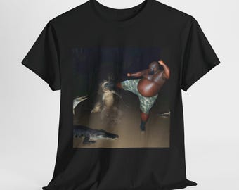 Man Kicks Alligator In Swamp Shirt Funny Viral Meme Shirt, Alligator Meme Tee, Funny Swamp Shirt, Viral Meme Top, Man Kicking Alligator Tee