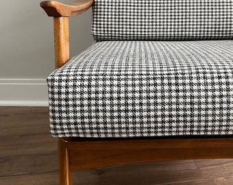 MCM Replacement chair cushions - Houndstooth Check, Patterned Fabric, Seat and Back Cushions, Seat Cushions, Custom Sizes, Made to Order