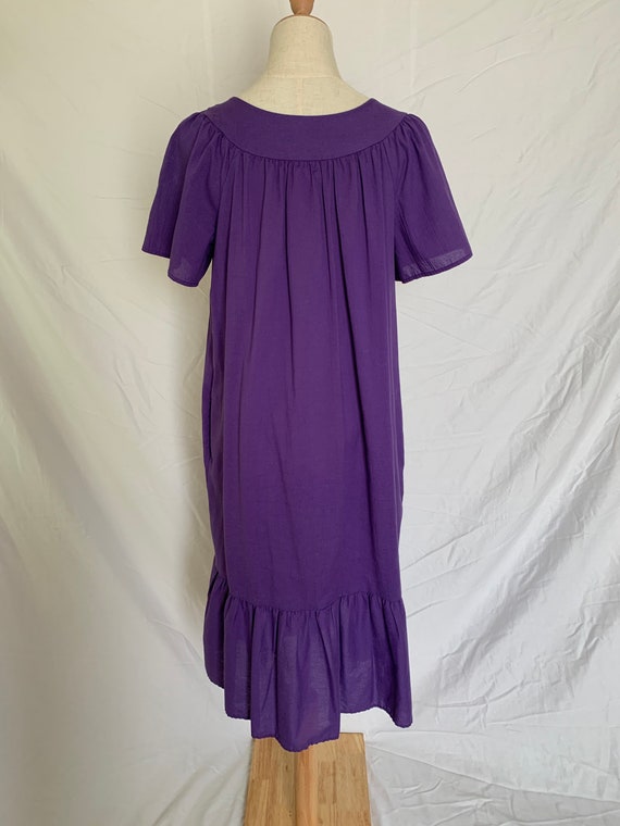 Purple embroidered muumuu, vintage, size M, susta… - image 6