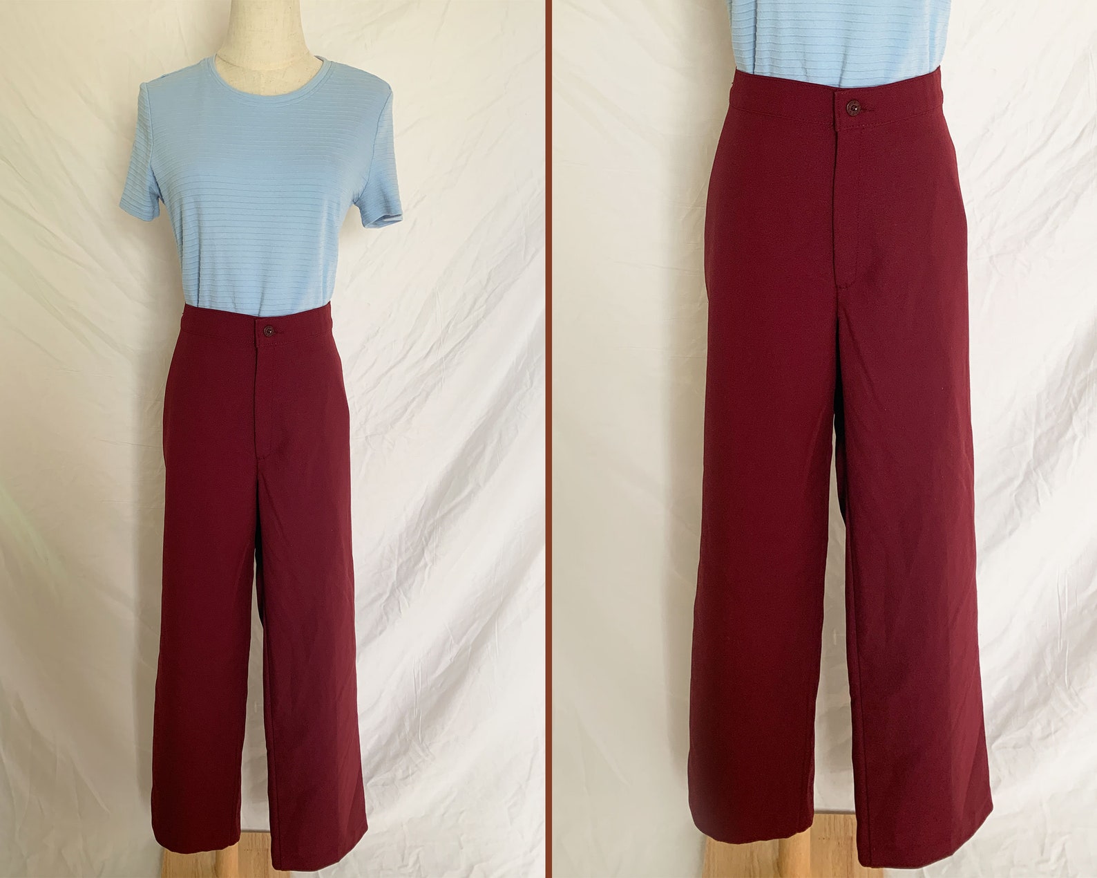 burgundy slacks women's