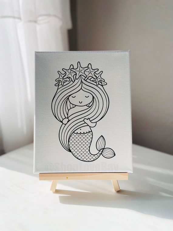 DIY Party Canvas, Ready to Paint Mermaid Canvas