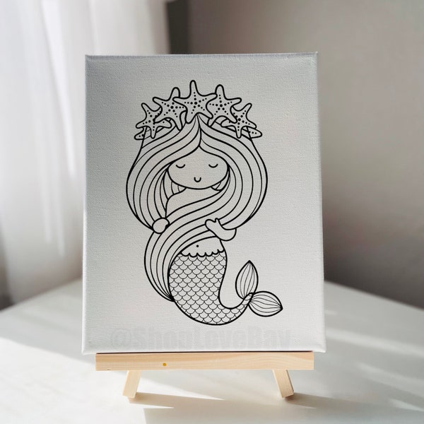 DIY Party Canvas, Ready to Paint Mermaid Canvas