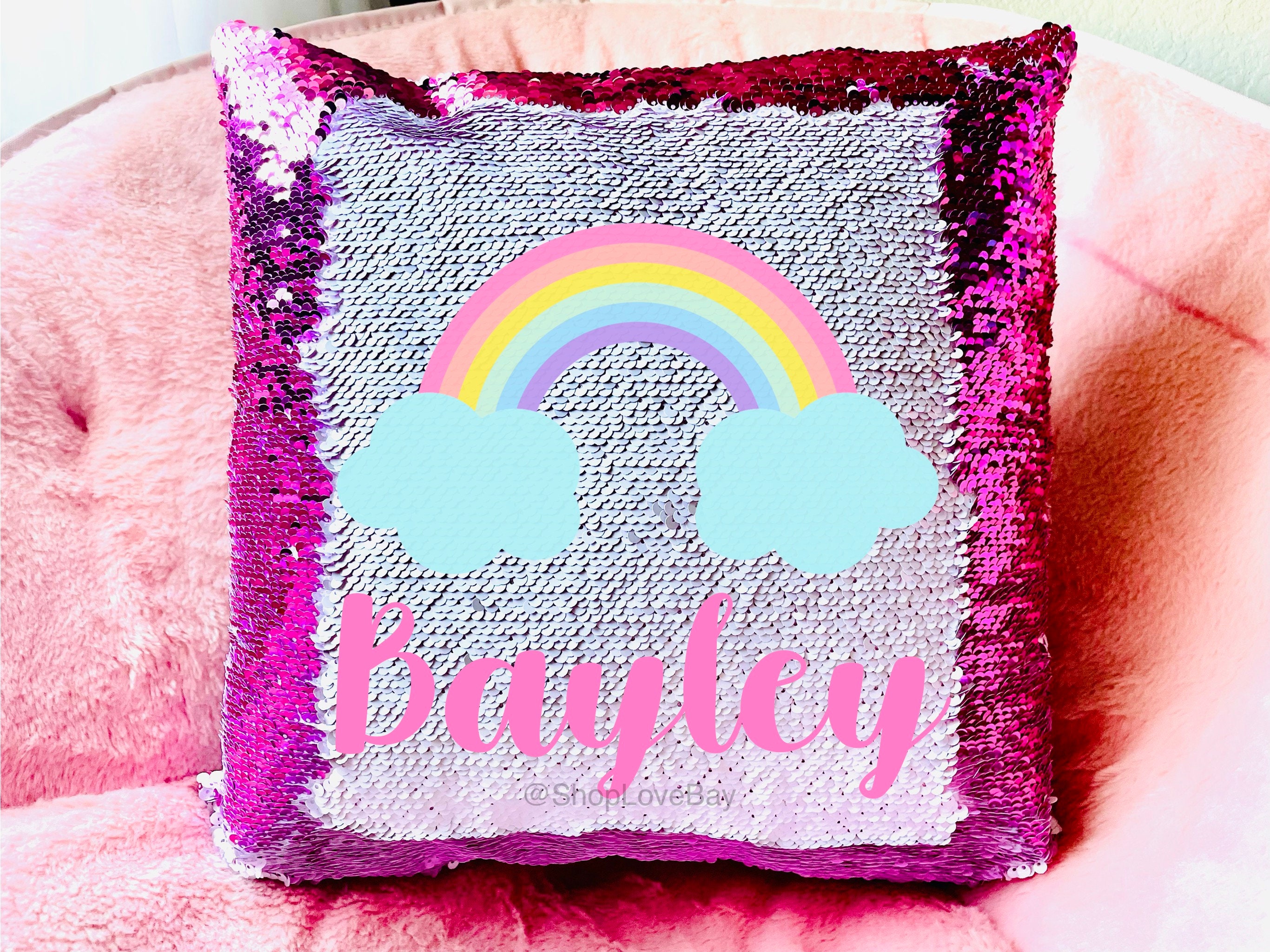 Rainbow sequin pillow 2025