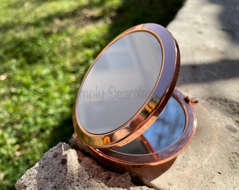 Blank Sublimation Rose Gold Silver Round Compact Mirror Makeup Cosmetic