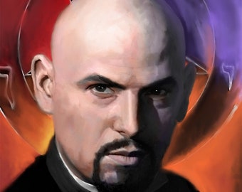 Anton Lavey COS portrait! Large 13x19 inch Satanic Wall Art Print