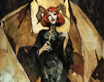 Pintura de Lilith – Arte mural de la Diosa Oscura – Impresión artística de arquetipos míticos – Poder femenino oculto