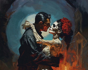 Póster de arte de pared del Día de los Muertos de 13 x 19 pulgadas