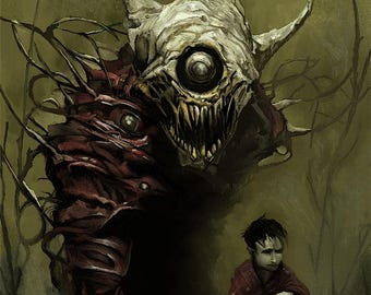 Dark Surreal Art Print – Monster & Child Gothic Artwork