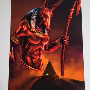 O fiery lord Set, Egyptian God Set, Seth Suetekh large 13x19 inch Wall Art Print.