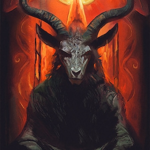 La carta del Tarot del Diablo. Impresión artística de pared de 13 x 19 pulgadas.