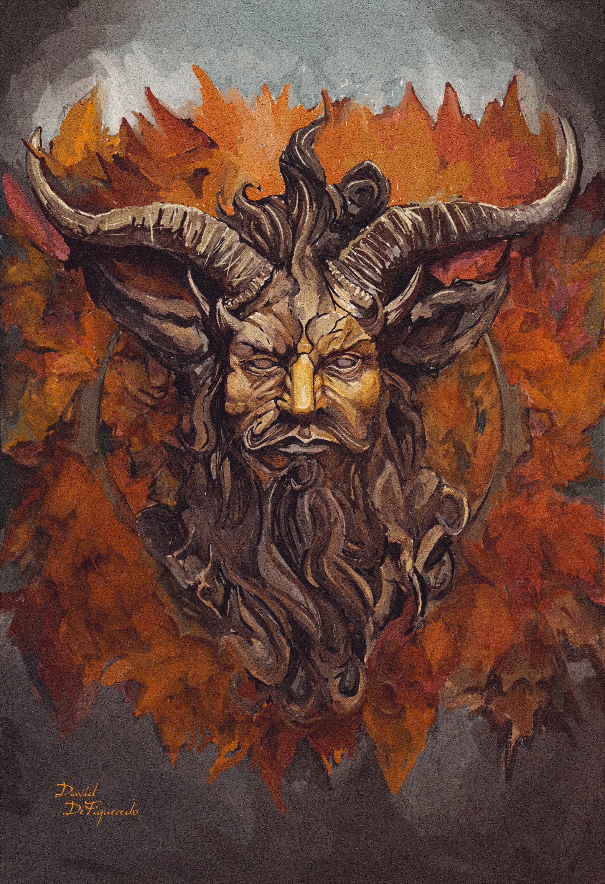 The Horned God, Fall/autumn Occult Green Man Wall Art Decor Poster