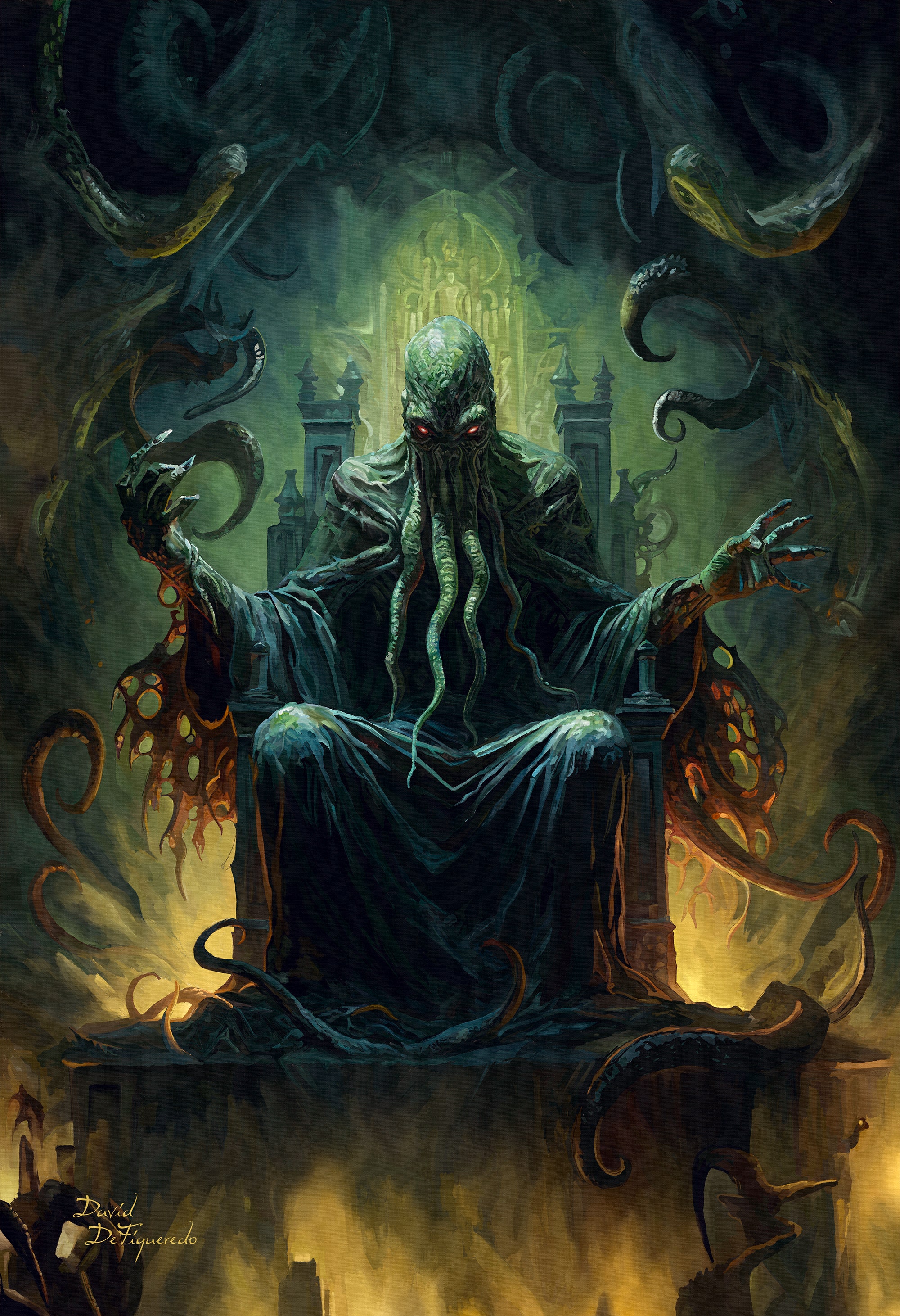 Cthulhu's Cathedral Art Print: Lovecraftian Cosmic Horror Wall