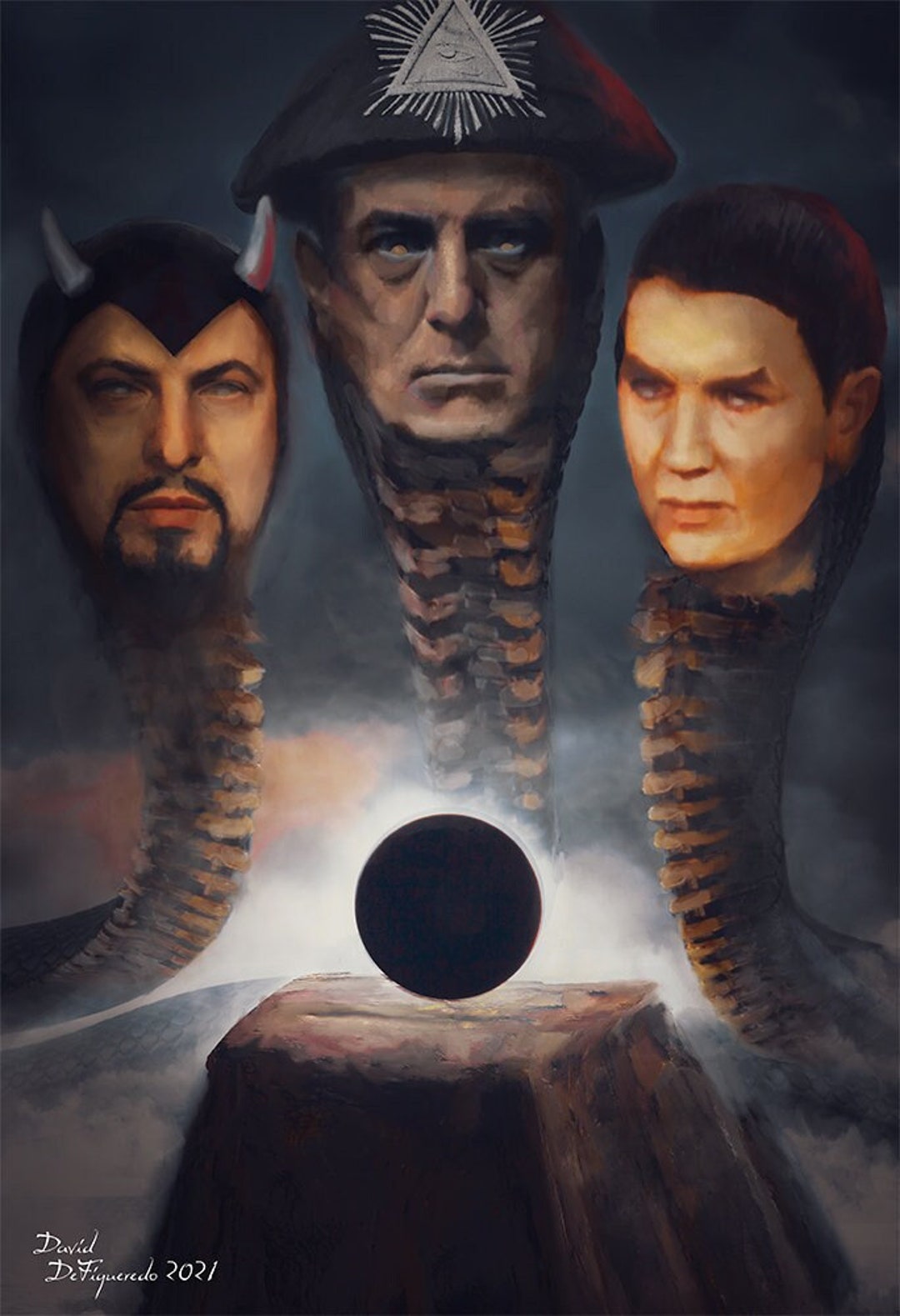 アントン・ラヴェイ、クロウリー、アキノの大型13 x 19インチ壁掛け