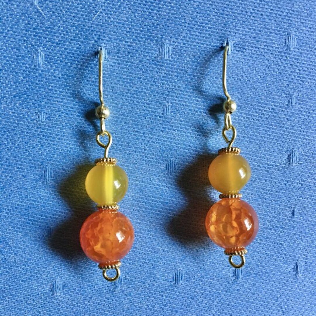 Handmade bead stone earrings Etsy