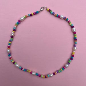 Colorful Beaded and Pearl Necklace