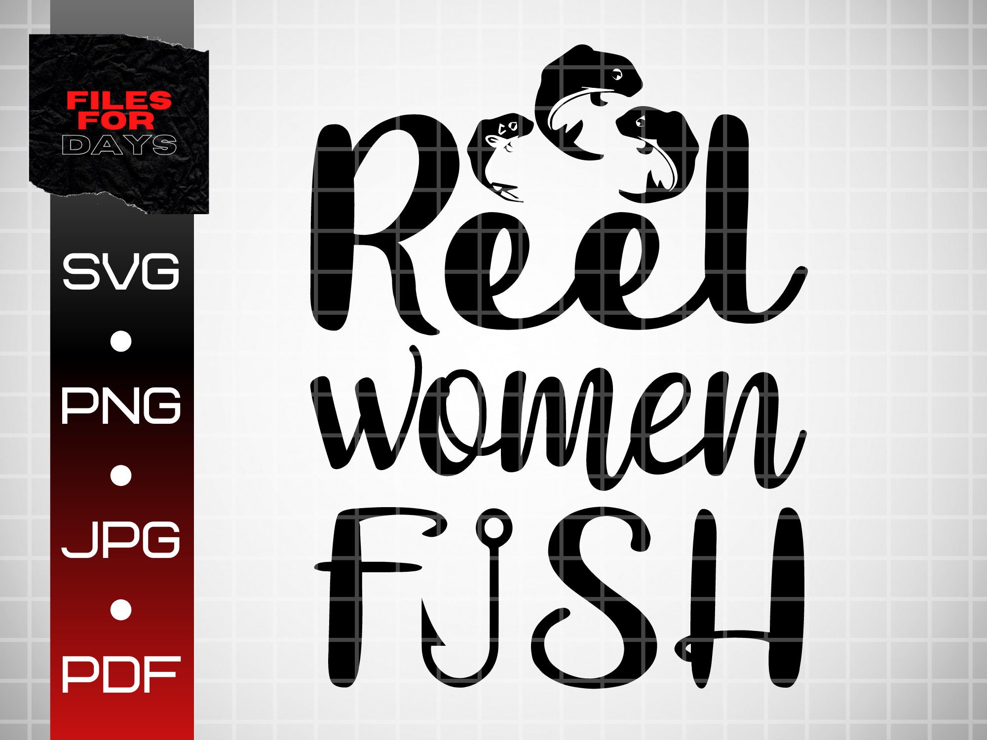 Reel Woman Fish SVG JPEG and PNG file. Easy download Etsy España