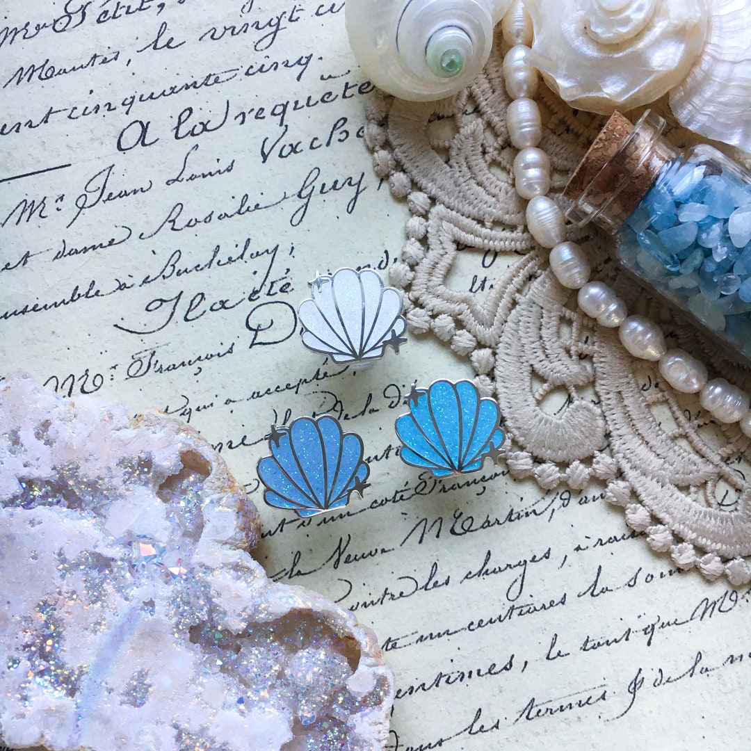 SEASHELL MINI TRIO L Enamel Pins Set L Hard Enamel Silver Mini Shell ...