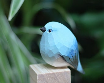 Wood Blue Bird (1-Piece) bird figurine, bird lover, bird ornament, bird gift