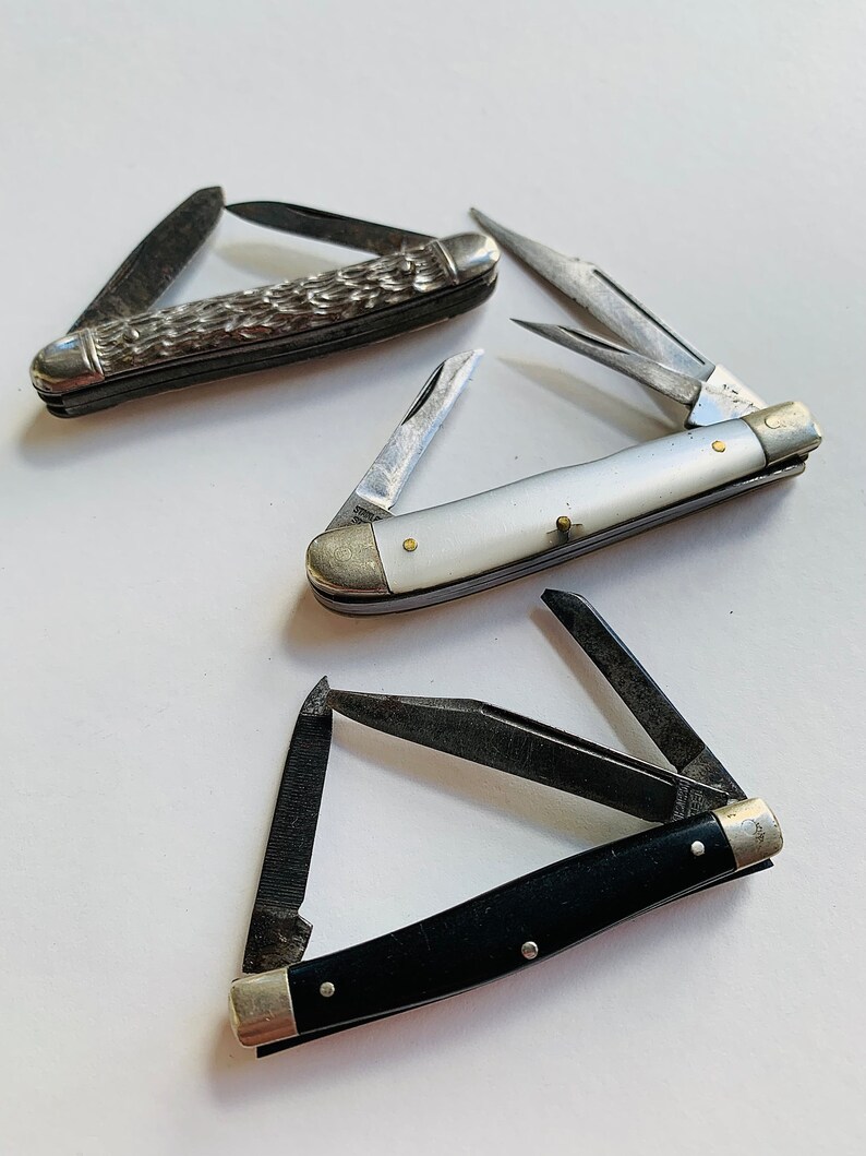 3piece Vintage Pocket Knife Collector Knife Set Etsy